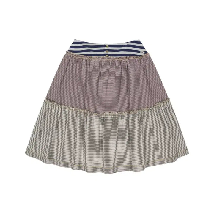 [SOLD OUT] [2] 코이세이오 컬러드 스트라이프 미디 스커트 그레이베이지