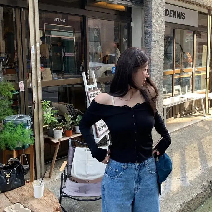 [SOLD OUT] 온트 오프숄더티 블랙/아이 (새상품)