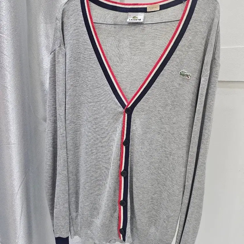 [BUNJANG] Lacoste Gray Cardigan (Size 100) / 라코스테 가디건 회색 100