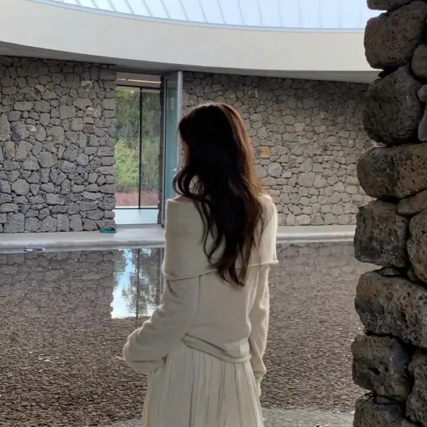 [BUNJANG] Monoha Layered Knit Cape Gray / 모노하 케이프 레이어드 니트 그레이 새상품