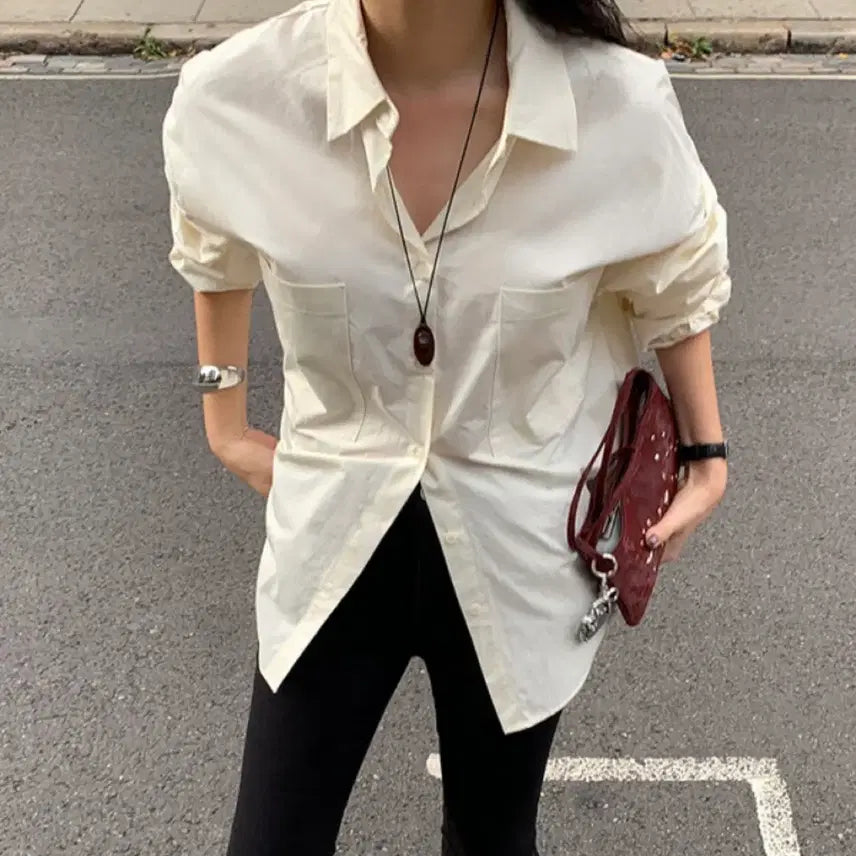 [BUNJANG] Trendier Apparel Nerd L Ivory Shirt / 트렌디어패럴 너드엘 셔츠 아이보리