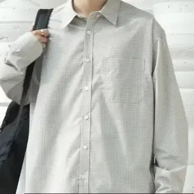 [SOLD OUT] 쿠어 오버사이즈 깅엄 체크 셔츠 그레이 s