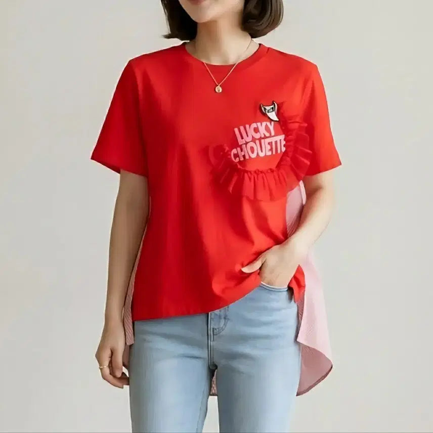 [SOLD OUT] [55]럭키슈에뜨 스트라이프 배색 백타이 티셔츠