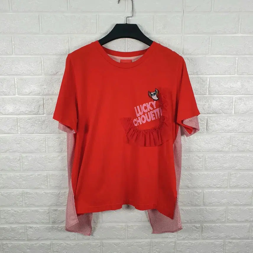 [SOLD OUT] [55]럭키슈에뜨 스트라이프 배색 백타이 티셔츠