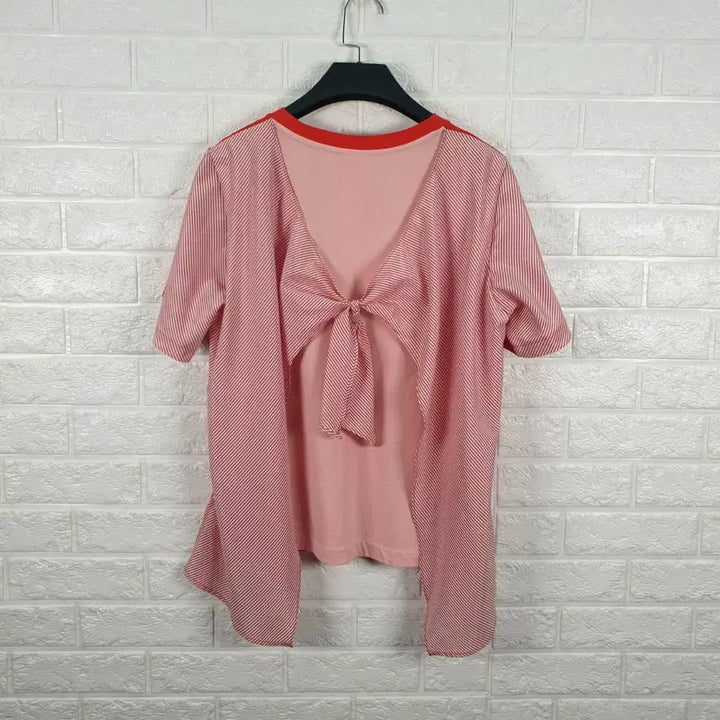 [SOLD OUT] [55]럭키슈에뜨 스트라이프 배색 백타이 티셔츠