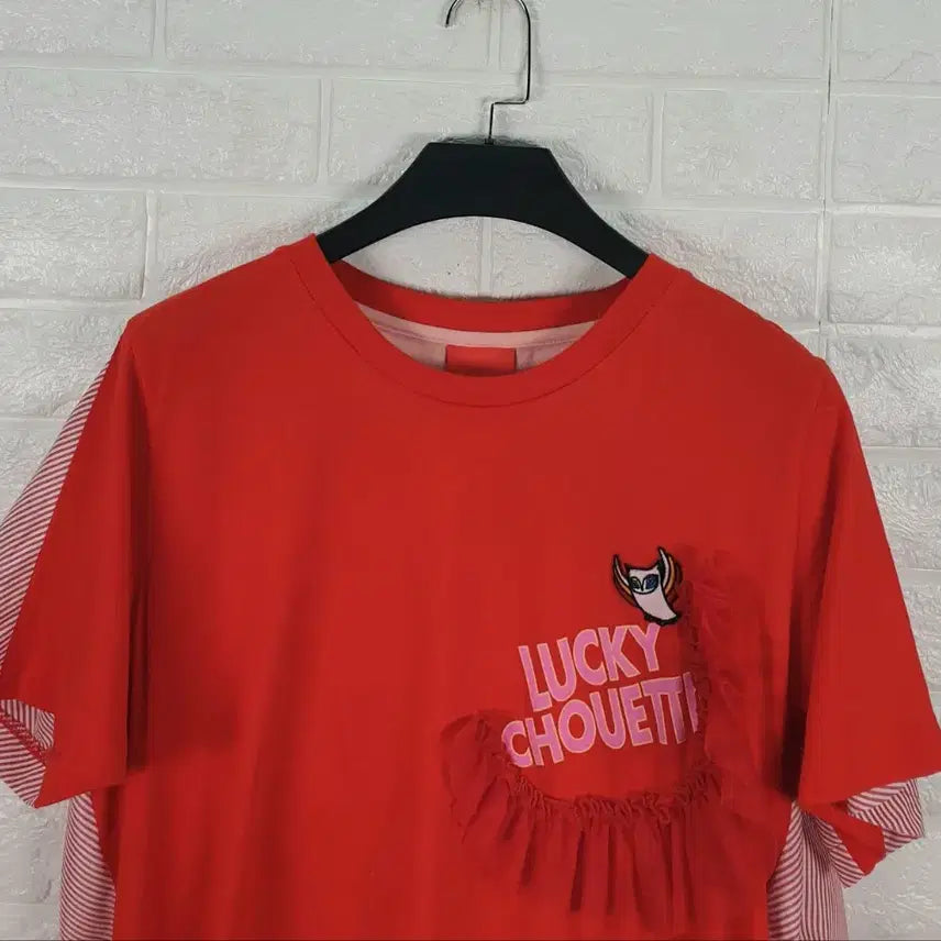 [SOLD OUT] [55]럭키슈에뜨 스트라이프 배색 백타이 티셔츠
