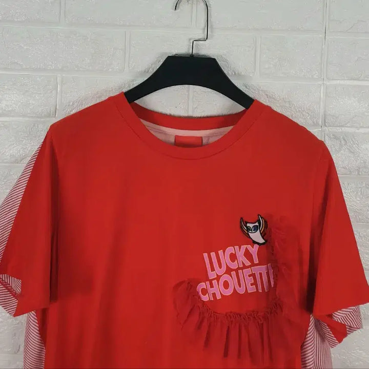 [SOLD OUT] [55]럭키슈에뜨 스트라이프 배색 백타이 티셔츠