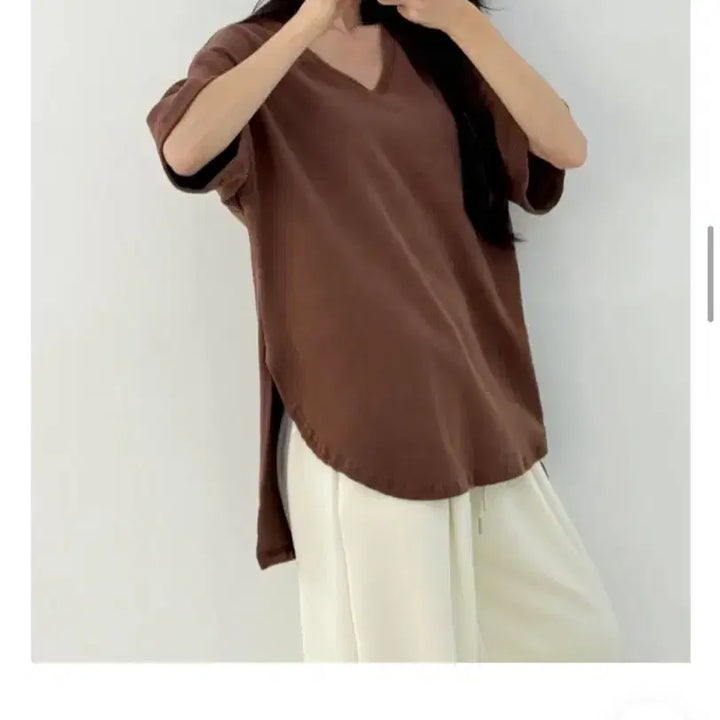 [BUNJANG] Layered Fleece T-shirt - Brown / 기모레이어드 반팔 티셔츠  브라운