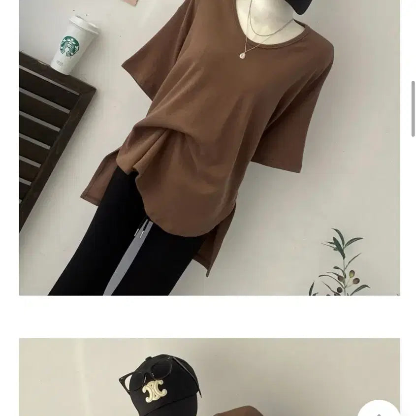 [BUNJANG] Layered Fleece T-shirt - Brown / 기모레이어드 반팔 티셔츠  브라운
