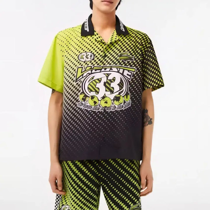 [BUNJANG] Lacoste Ombre Checkerboard Print Shirt / [100]라코스테 옴브레 체커보드 프린트 셔츠