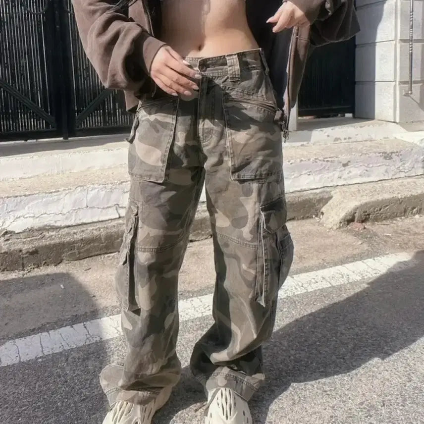 [BUNJANG] Camo Multi-Pocket Washed Military Cotton Pants Brown XS / 카모 멀티포켓 워싱 밀리터리 코튼 팬츠 브라운 XS