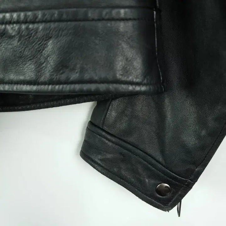 [BUNJANG] Vintage Real Lambskin Leather Cafe Racer Jacket / 빈티지 리얼 램스킨 양가죽 카페레이서 싱글 집업 레더 자켓 M20086