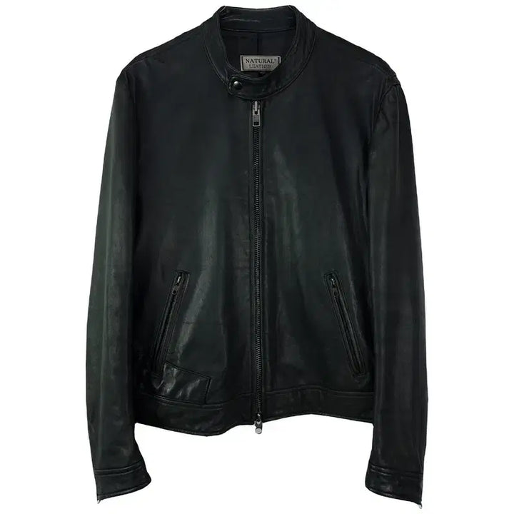 [BUNJANG] Vintage Real Lambskin Leather Cafe Racer Jacket / 빈티지 리얼 램스킨 양가죽 카페레이서 싱글 집업 레더 자켓 M20086