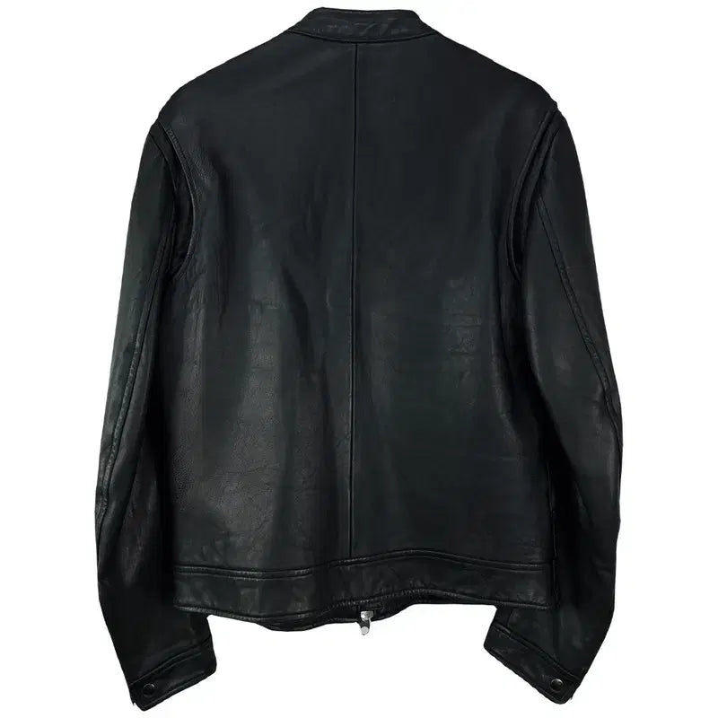 [BUNJANG] Vintage Real Lambskin Leather Cafe Racer Jacket / 빈티지 리얼 램스킨 양가죽 카페레이서 싱글 집업 레더 자켓 M20086