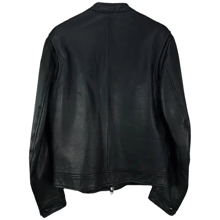 [BUNJANG] Vintage Real Lambskin Leather Cafe Racer Jacket / 빈티지 리얼 램스킨 양가죽 카페레이서 싱글 집업 레더 자켓 M20086