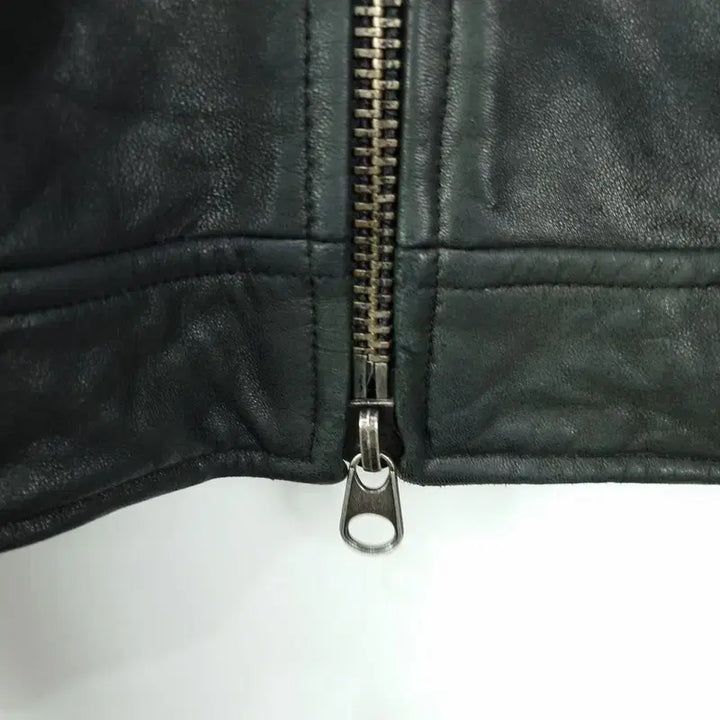 [BUNJANG] Vintage Real Lambskin Leather Cafe Racer Jacket / 빈티지 리얼 램스킨 양가죽 카페레이서 싱글 집업 레더 자켓 M20086