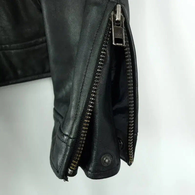 [BUNJANG] Vintage Real Lambskin Leather Cafe Racer Jacket / 빈티지 리얼 램스킨 양가죽 카페레이서 싱글 집업 레더 자켓 M20086
