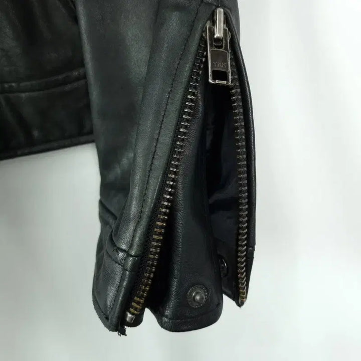 [BUNJANG] Vintage Real Lambskin Leather Cafe Racer Jacket / 빈티지 리얼 램스킨 양가죽 카페레이서 싱글 집업 레더 자켓 M20086