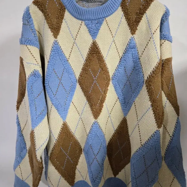 [BUNJANG] General Idea Retro Argyle Oversized Knit Sweater / 제너럴아이디어 레트로 아가일 오버핏 니트