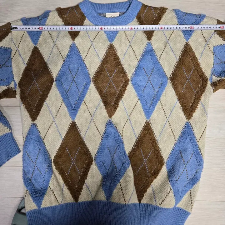 [BUNJANG] General Idea Retro Argyle Oversized Knit Sweater / 제너럴아이디어 레트로 아가일 오버핏 니트