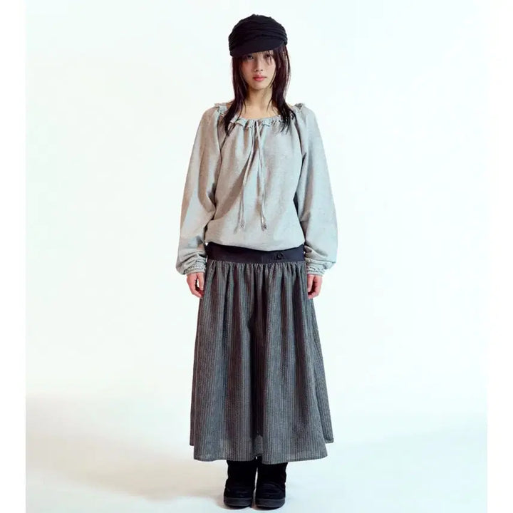 [BUNJANG] Koiseiyo Drawstring Long Sleeve Melange Gray / [2] 코이세이오 드로우 스트링 롱슬리브 멜란지그레이
