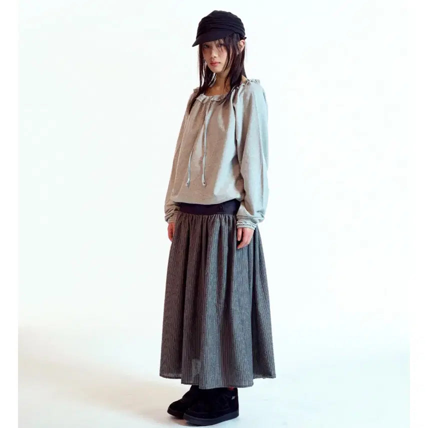 [BUNJANG] Koiseiyo Drawstring Long Sleeve Melange Gray / [2] 코이세이오 드로우 스트링 롱슬리브 멜란지그레이