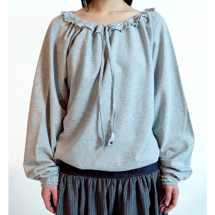 [BUNJANG] Koiseiyo Drawstring Long Sleeve Melange Gray / [2] 코이세이오 드로우 스트링 롱슬리브 멜란지그레이