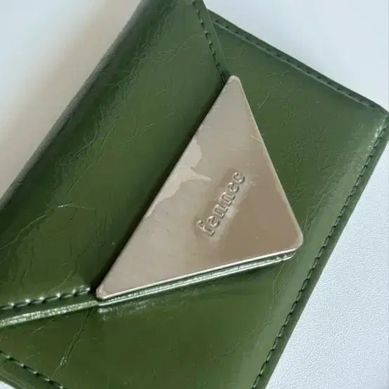 [BUNJANG] Fennec Crinkle Triangle Card Wallet Olive / 페넥 크링클 트라이앵글 카드지갑 올리브