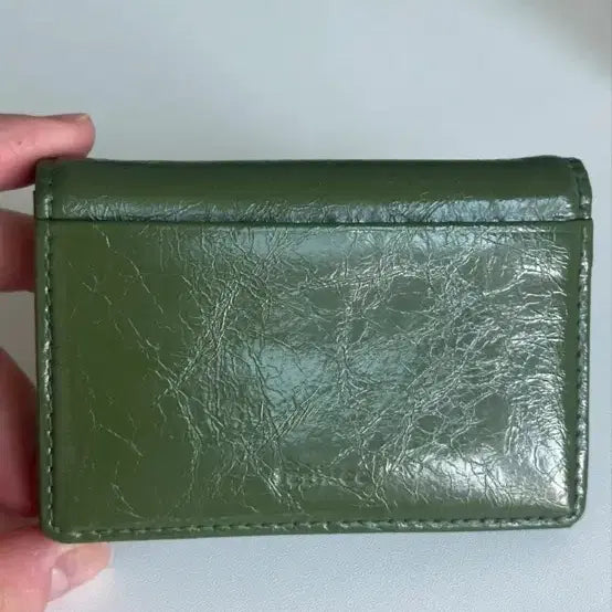 [BUNJANG] Fennec Crinkle Triangle Card Wallet Olive / 페넥 크링클 트라이앵글 카드지갑 올리브