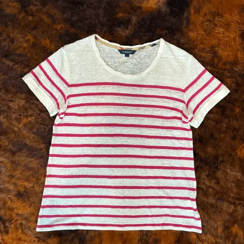 [BUNJANG] Burberry Stripe See-Through T-Shirt / 버버리 스트라이프 시스루 티셔츠