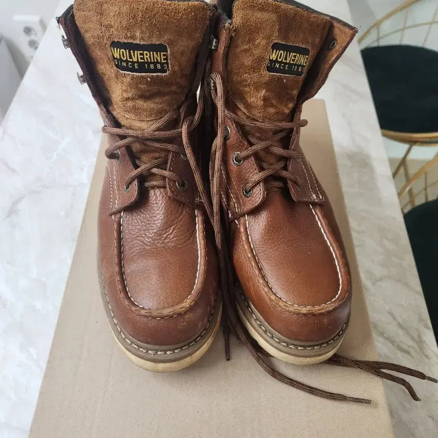[BUNJANG] Wolverine Brown Leather Lace-up Boots / 울버린 브라운 레더 워커 부츠
