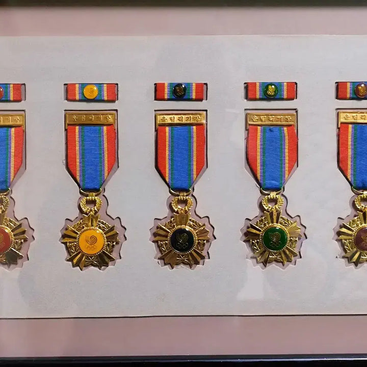 [BUNJANG] 1988 Seoul Olympics Commemorative Official 24K Gold Plated Emblem Full Set with Frame / 귀함 1988~서울 올림픽 기념 공식 24k 금도금 기장 플세트 액자