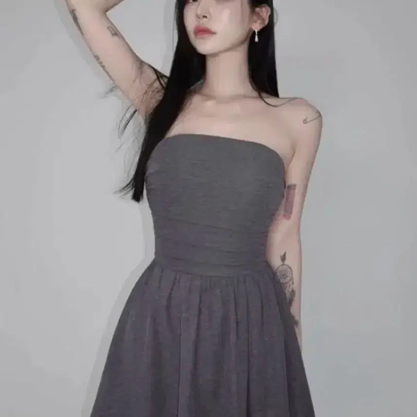 [BUNJANG] Pale Jade Tube Top Dress Charcoal S / (새상품) 페일제이드 튜브 탑 드레스 원피스 챠콜 차콜