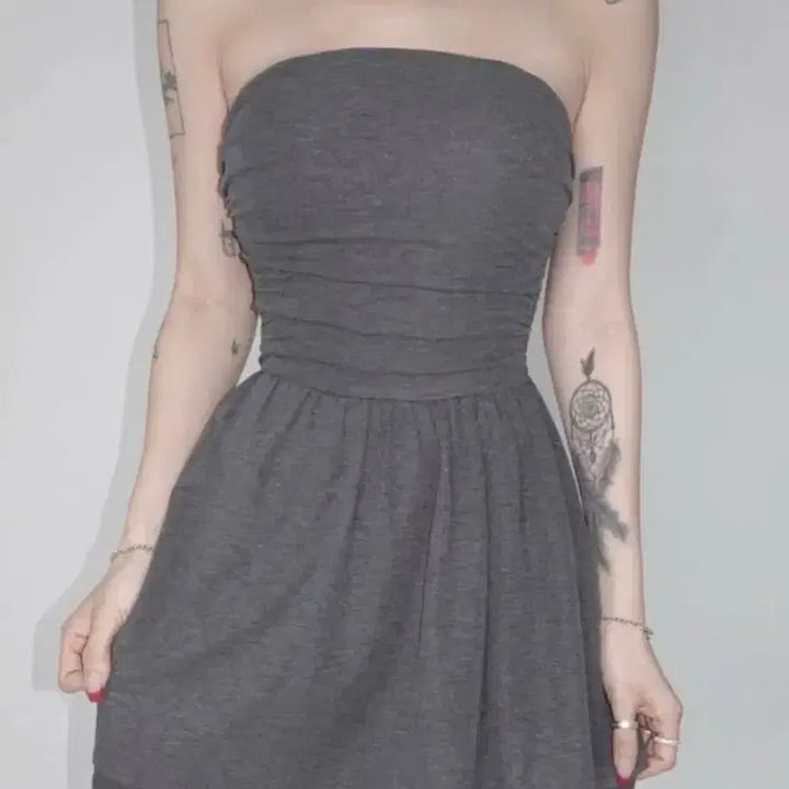 [BUNJANG] Pale Jade Tube Top Dress Charcoal S / (새상품) 페일제이드 튜브 탑 드레스 원피스 챠콜 차콜