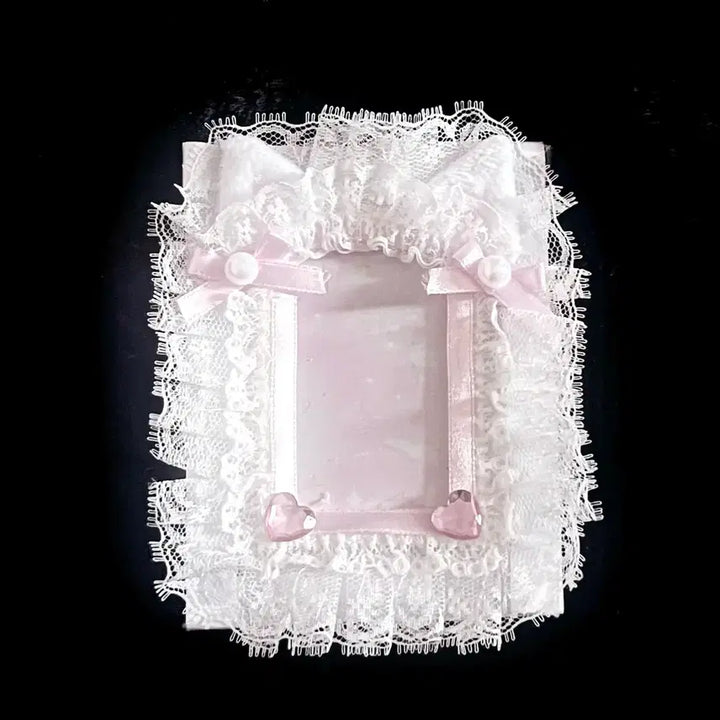 [BUNJANG] Ribbon Cat White Lace Toploader Photocard Holder / 리본 고양이 하얀색 레이스 탑꾸 탑로더 포카홀더