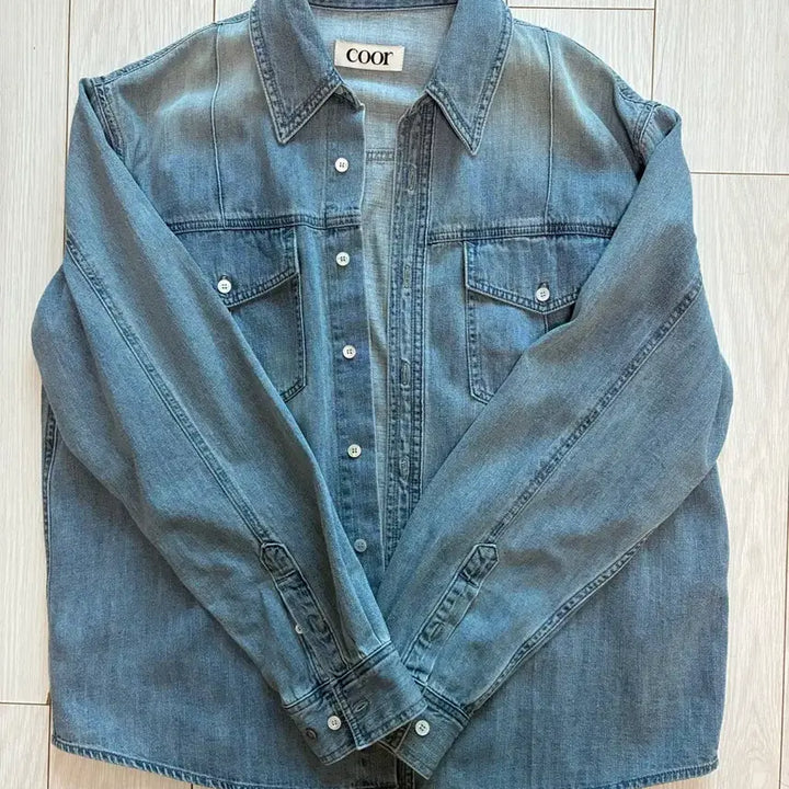 [BUNJANG] Coar Denim Double Pocket Shirt Washed Blue M / 쿠어 데님 더블 포켓 셔츠 워시드블루 M사이즈