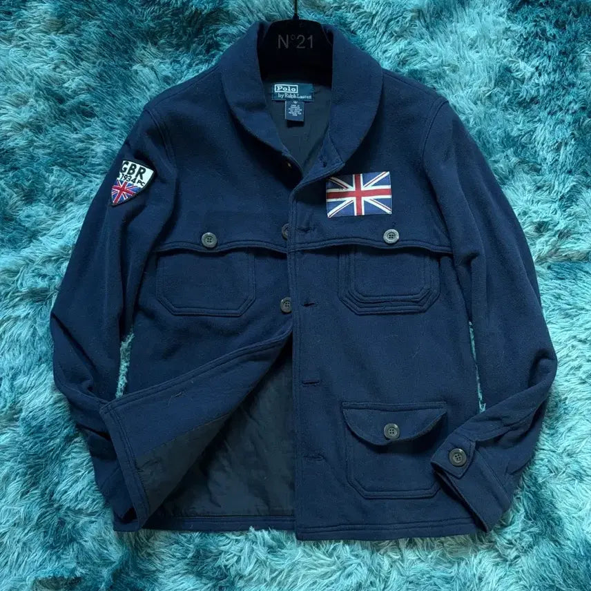 [BUNJANG] Polo British Union Jack Patch Shawl Collar Jacket / 폴로 브리티시 영국GB 패치 숄카라 자켓