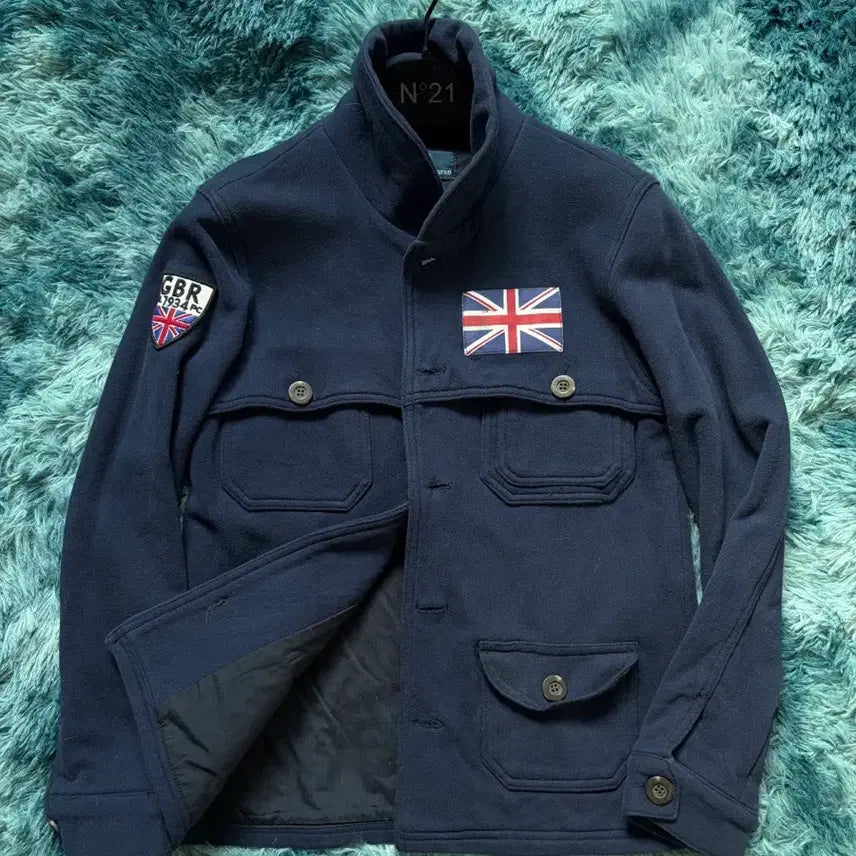 [BUNJANG] Polo British Union Jack Patch Shawl Collar Jacket / 폴로 브리티시 영국GB 패치 숄카라 자켓