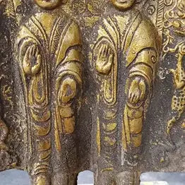 [BUNJANG] Myeonghuidang Gilt-Bronze Gilding Seated Buddha Triad with Two Attendants Buddhist Antique Art Collectible / [명휘당] 금동제 일광삼존불식 이불병립상 불상 불교 골동품 미술품 수집품