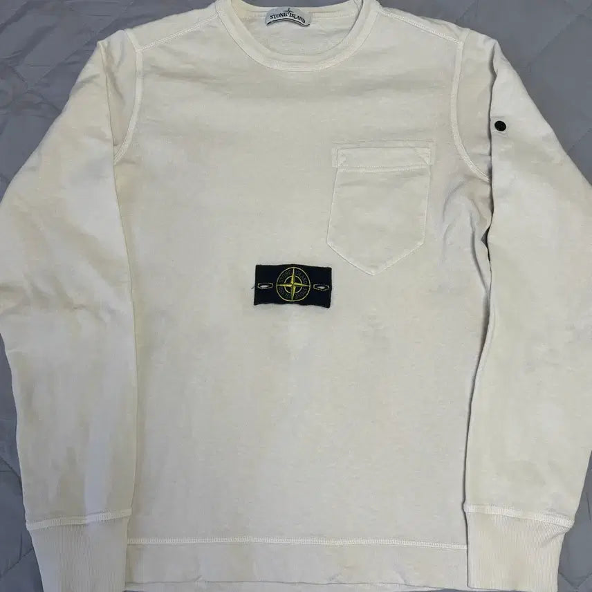 [SOLD OUT] [M]스톤아일랜드 화이트 포켓 맨투맨 롱슬리브 티셔츠