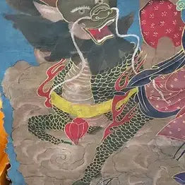 [BUNJANG] Wu Daozi Celadon Gold-Leaf Painted Avalokiteshvara Thangka Painting / 중국유명화가 오도자 필 청저 금니 채색 관음보살영수도 불화 탱화 골동품