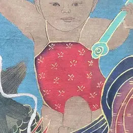 [BUNJANG] Wu Daozi Celadon Gold-Leaf Painted Avalokiteshvara Thangka Painting / 중국유명화가 오도자 필 청저 금니 채색 관음보살영수도 불화 탱화 골동품