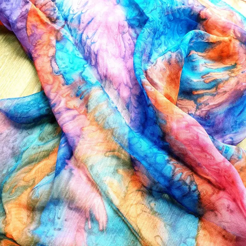 [BUNJANG] Handmade Statement Silk Chiffon Scarf / 패션잡화 특가~핸드메이드 무지개빛깔의 아름다움 스테이트먼트 스카프 머플러