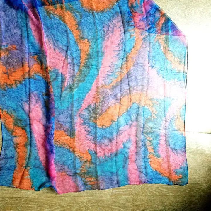 [BUNJANG] Handmade Statement Silk Chiffon Scarf / 패션잡화 특가~핸드메이드 무지개빛깔의 아름다움 스테이트먼트 스카프 머플러