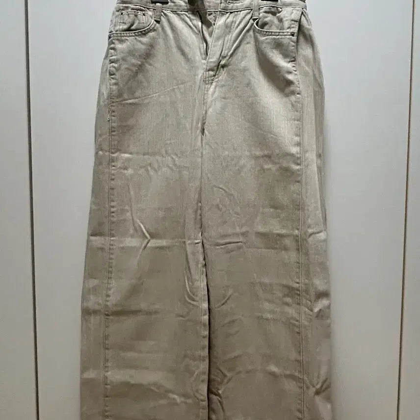[BUNJANG] The Side Folding Pin Tuck Wide Cotton Pants Beige S / 더스 사이드 폴딩 핀턱 와이드 코튼 팬츠