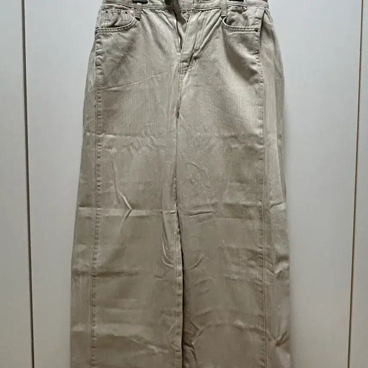 [BUNJANG] The Side Folding Pin Tuck Wide Cotton Pants Beige S / 더스 사이드 폴딩 핀턱 와이드 코튼 팬츠