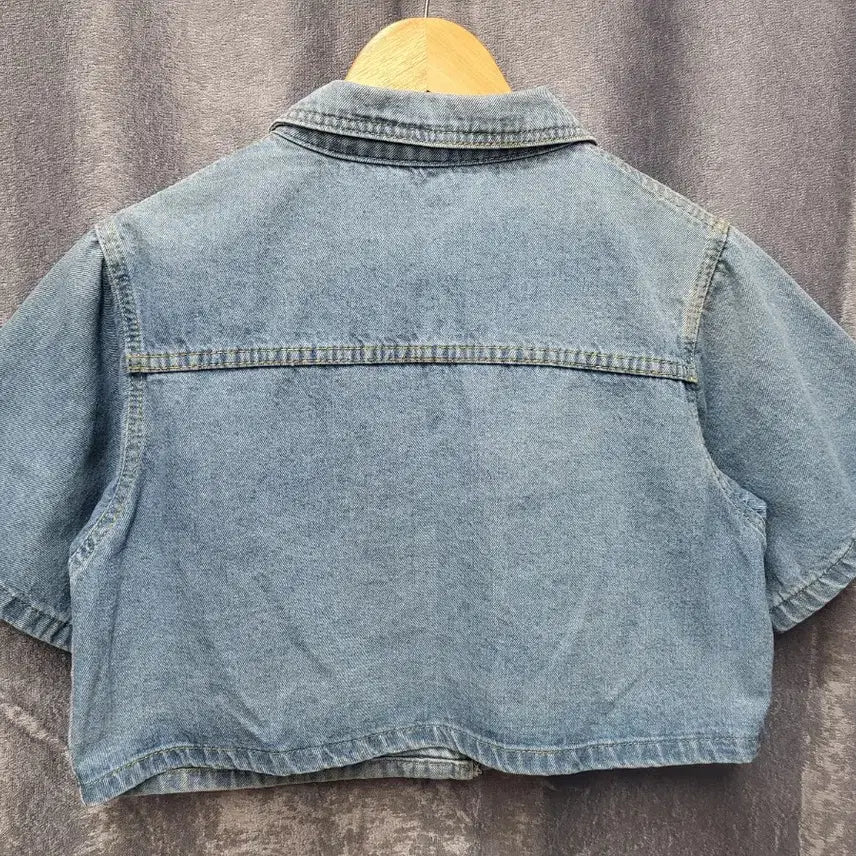 [BUNJANG] Light Wash Cropped Short-Sleeve Denim Jacket / 연청 크롭 반팔 데님 자켓