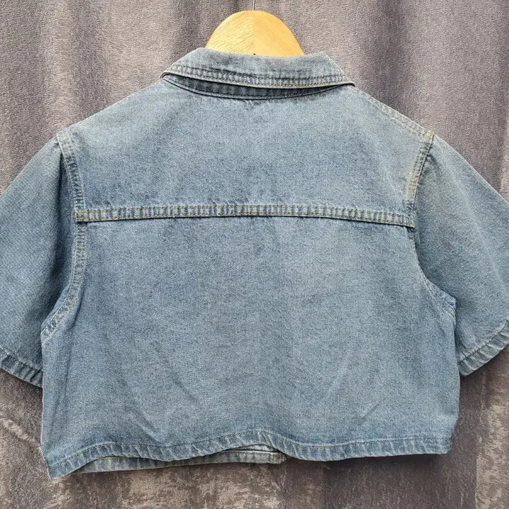[BUNJANG] Light Wash Cropped Short-Sleeve Denim Jacket / 연청 크롭 반팔 데님 자켓