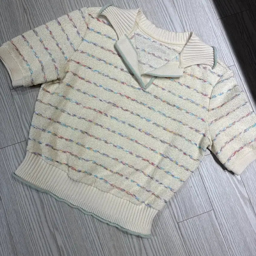 [BUNJANG] Hanseom Mine Color Block Knit Top / 한섬 마인 반팔니트