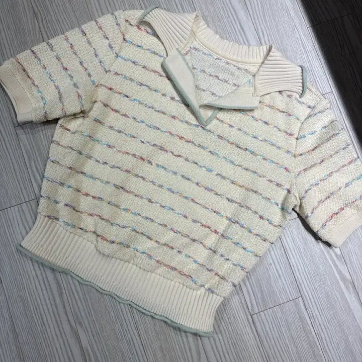 [BUNJANG] Hanseom Mine Color Block Knit Top / 한섬 마인 반팔니트
